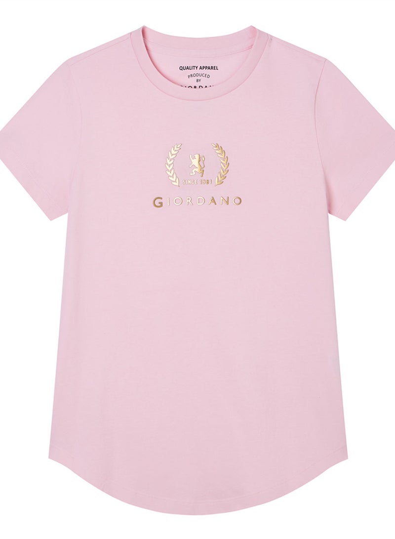 GIORDANO Women’s Regular Fit Cotton Crew Neck Printed Tee - Image 1